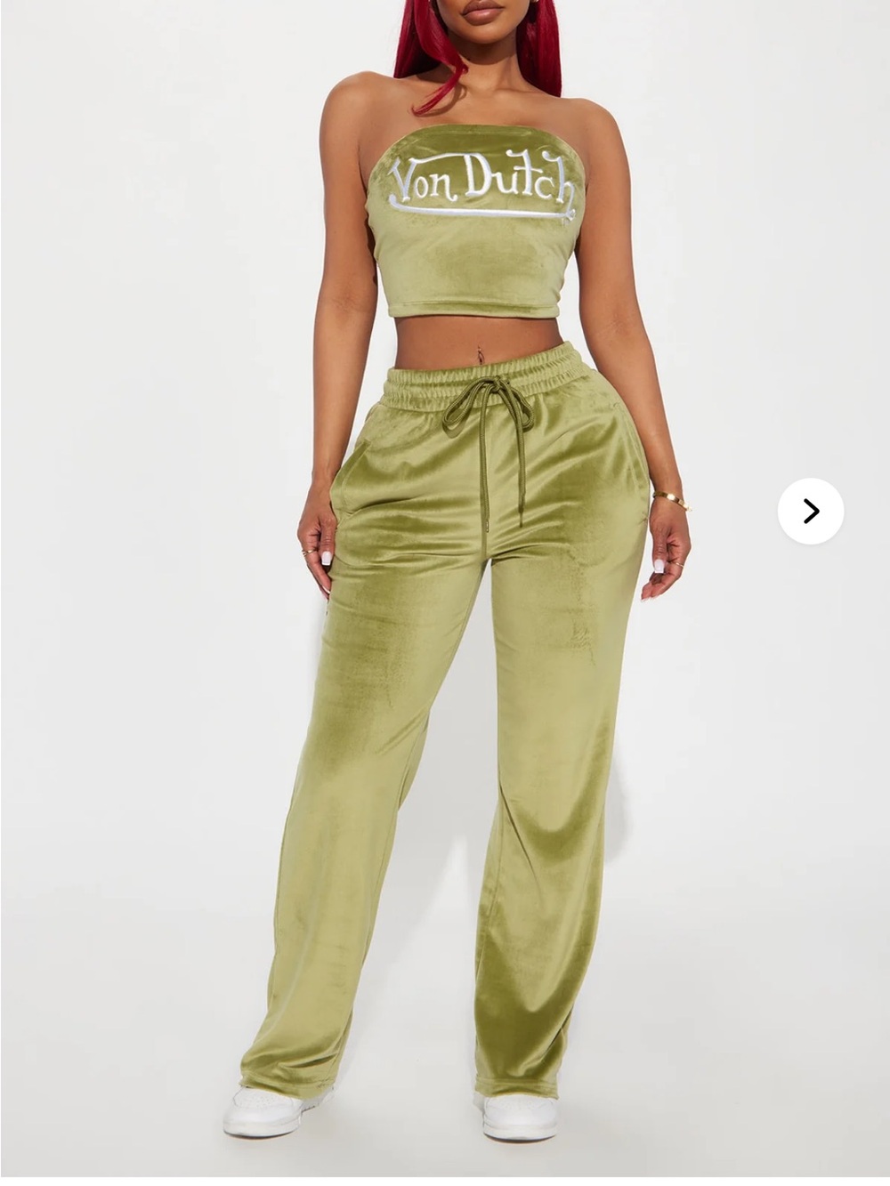 Von Dutch Olive Velour Drawstring Joggers